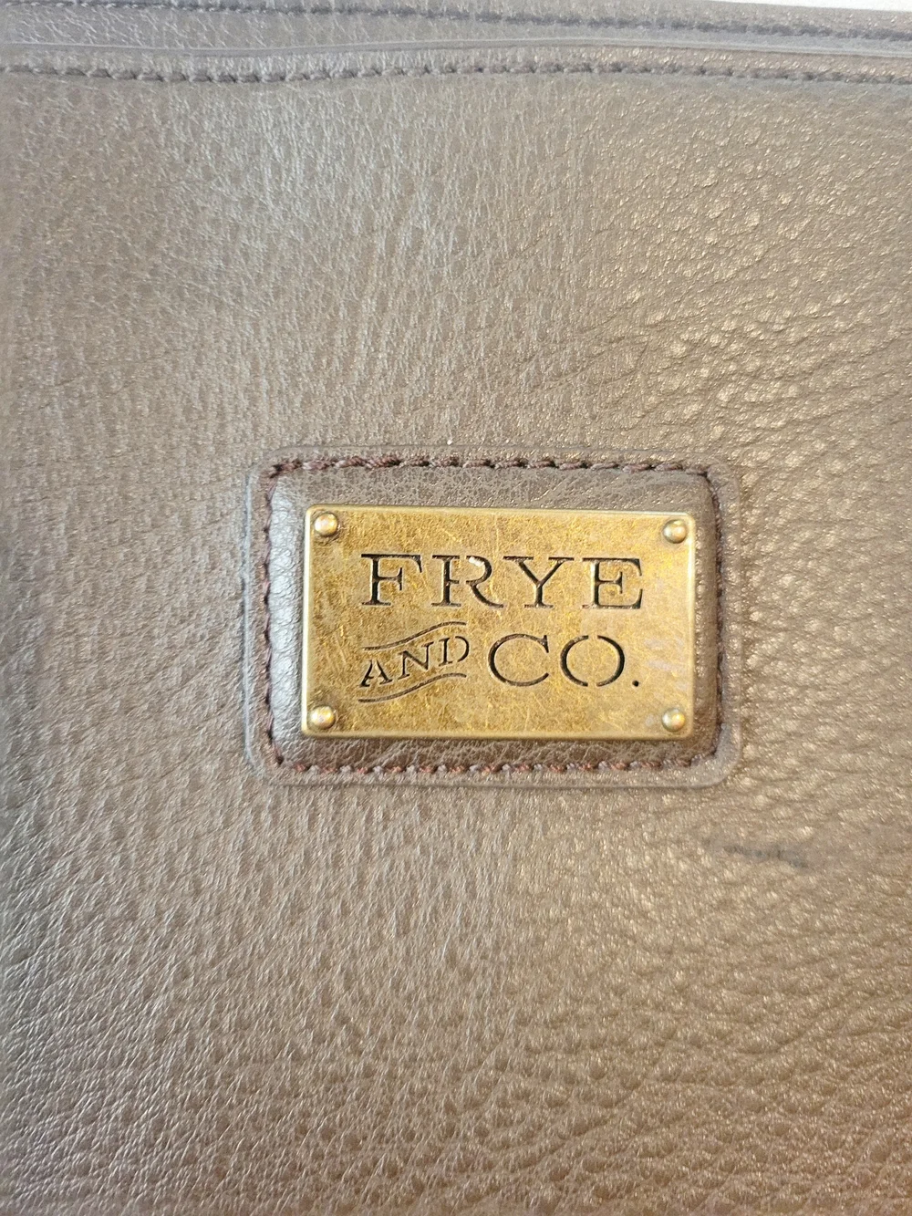 FRYE & CO. Warm Taupe Large Faux Leather Shoulder Tote Bag Purse